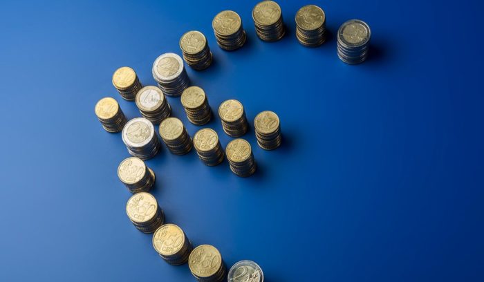 Economic and Monetary Union - the euro symbol formed from coins