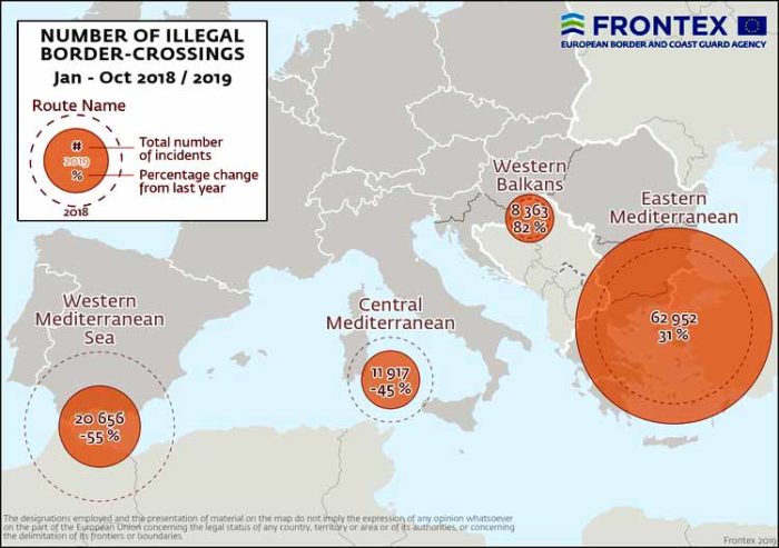 Main migratory routes into the EU