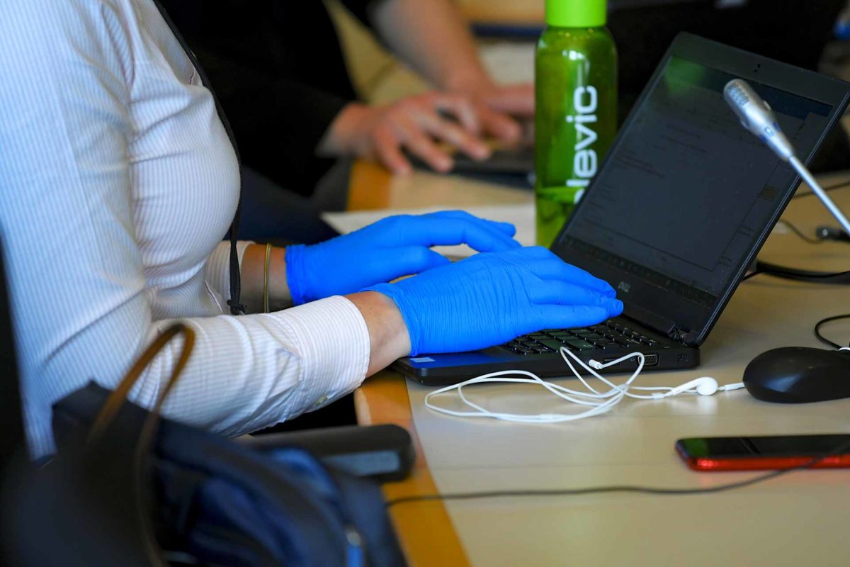 Coronavirus Protection measures in European Parliament in Brussels