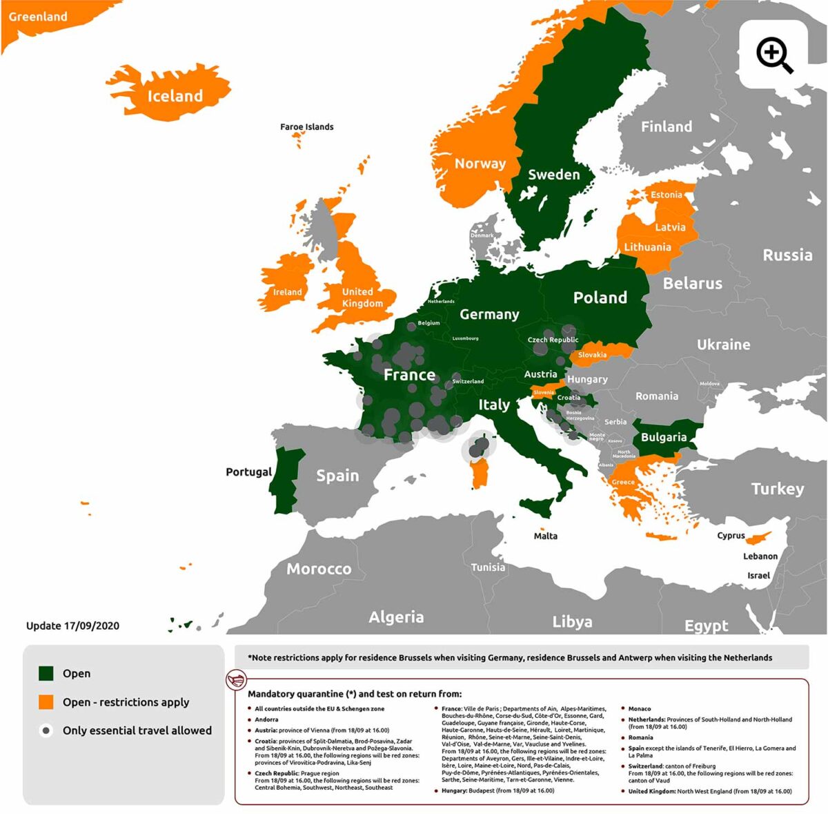 EU COVID19 colour code of Europe / EU coloured map