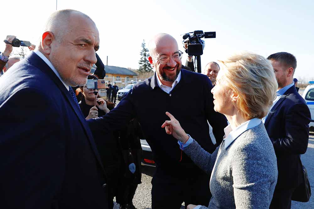 Discussion between Boyko Borissov, Charles Michel, and Ursula von der Leyen