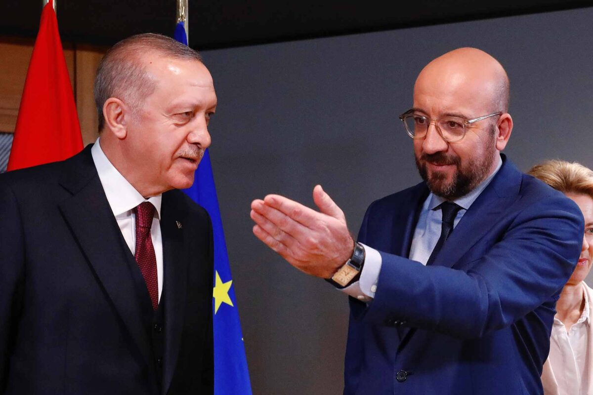 Mr Recep Tayyip Erdogan, Turkish President with Mr Charles Michel, President of the European Council