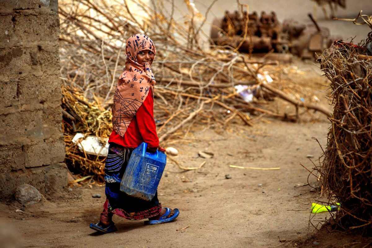 A girl in a war-affected village on Yemen’s western coast