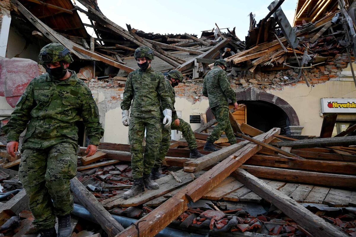 Destroyed houses in Petrinja, some 50kms from Zagreb, after the town was hit by an earthquake of the magnitude of 6,4 on December 29, 2020