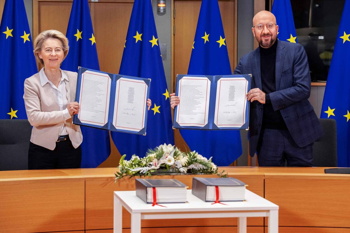 Ursula von der Leyen and Charles Michel sign Brexit Trade Deal