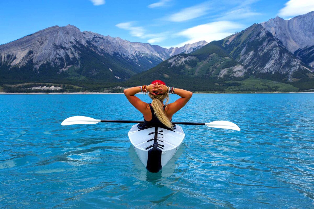 adventure canoe cayak landscape mountains traveller travel tourism
