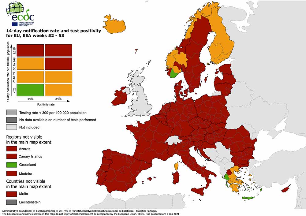 COVID free European Regions - Green zones on the ECDC map