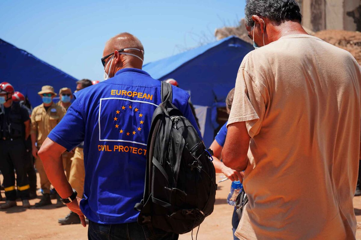 An EU Civil Protection team member